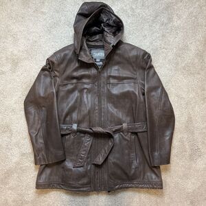 Wilsons Leather Jacket Womens XL Brown Full Zip Removable Liner Thinsulate Hood